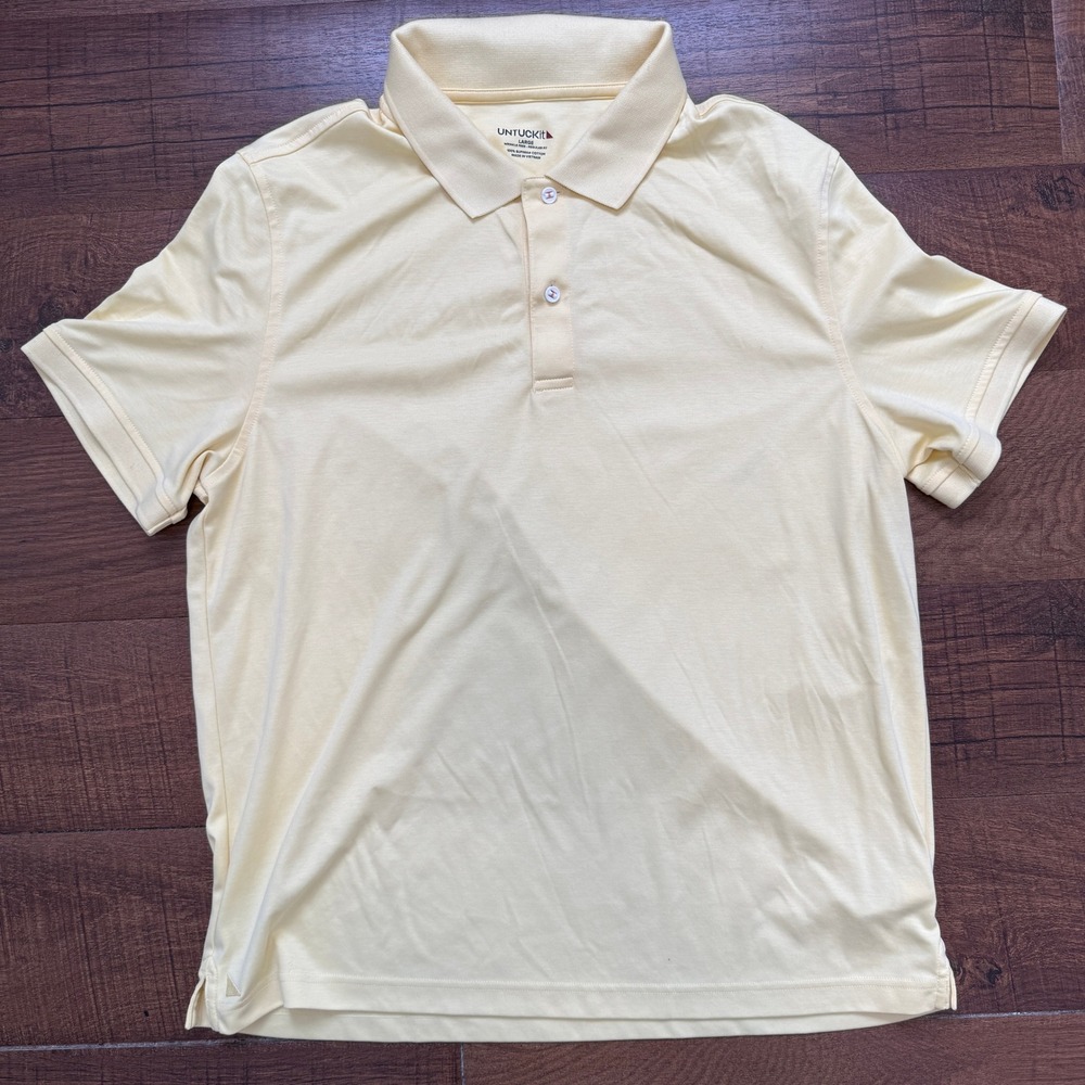 UNTUCKit Polo Shirt Mens Large Yellow Supima Cotton Wrinkle Free Regular Fit